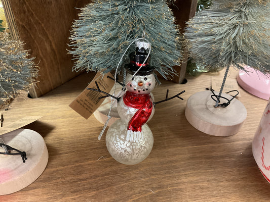 Mercury Glass Snowman Ornament