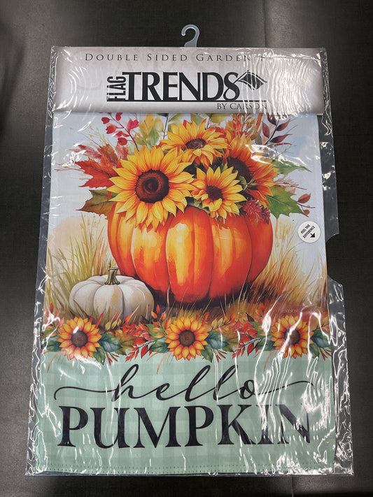 Hello Pumpkin Vase Garden Flag