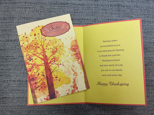 Sister, You’re a Blessing - Religious Thanksgiving Card