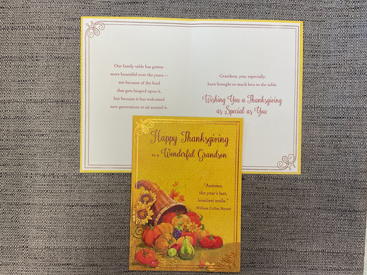 Happy Thanksgiving Grandson Card