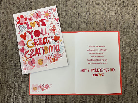 Valentine’s Day Card for Great-Grandma (From Child)