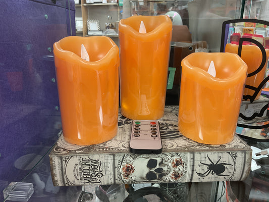 LED Jack-O-Lantern Set of 3 Candles