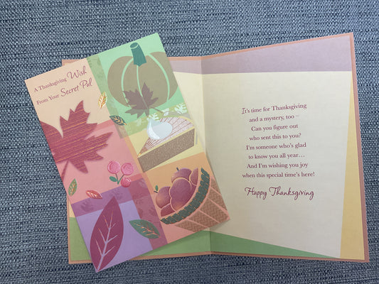 Secret Pal Thanksgiving Card