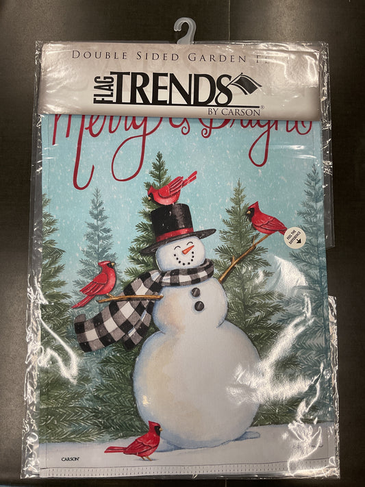 Merry Snowman Garden Flag