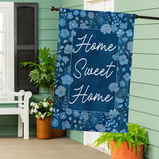 Meadow Burlap House Flag "Home Sweet Home"