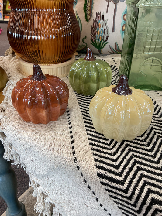 Pearlized Ceramic Harvest Pumpkins