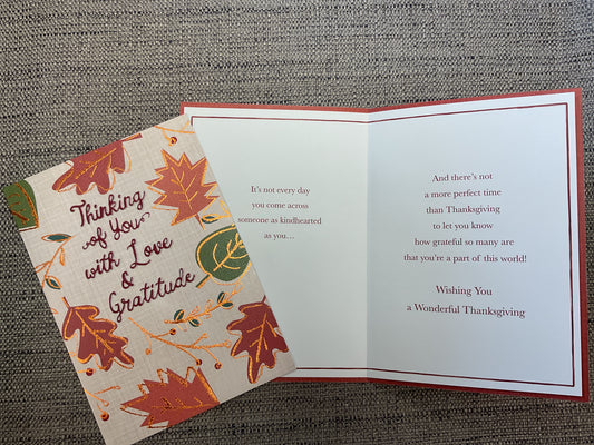 Thinking of Your With Love & Gratitude - Thanksgiving Card