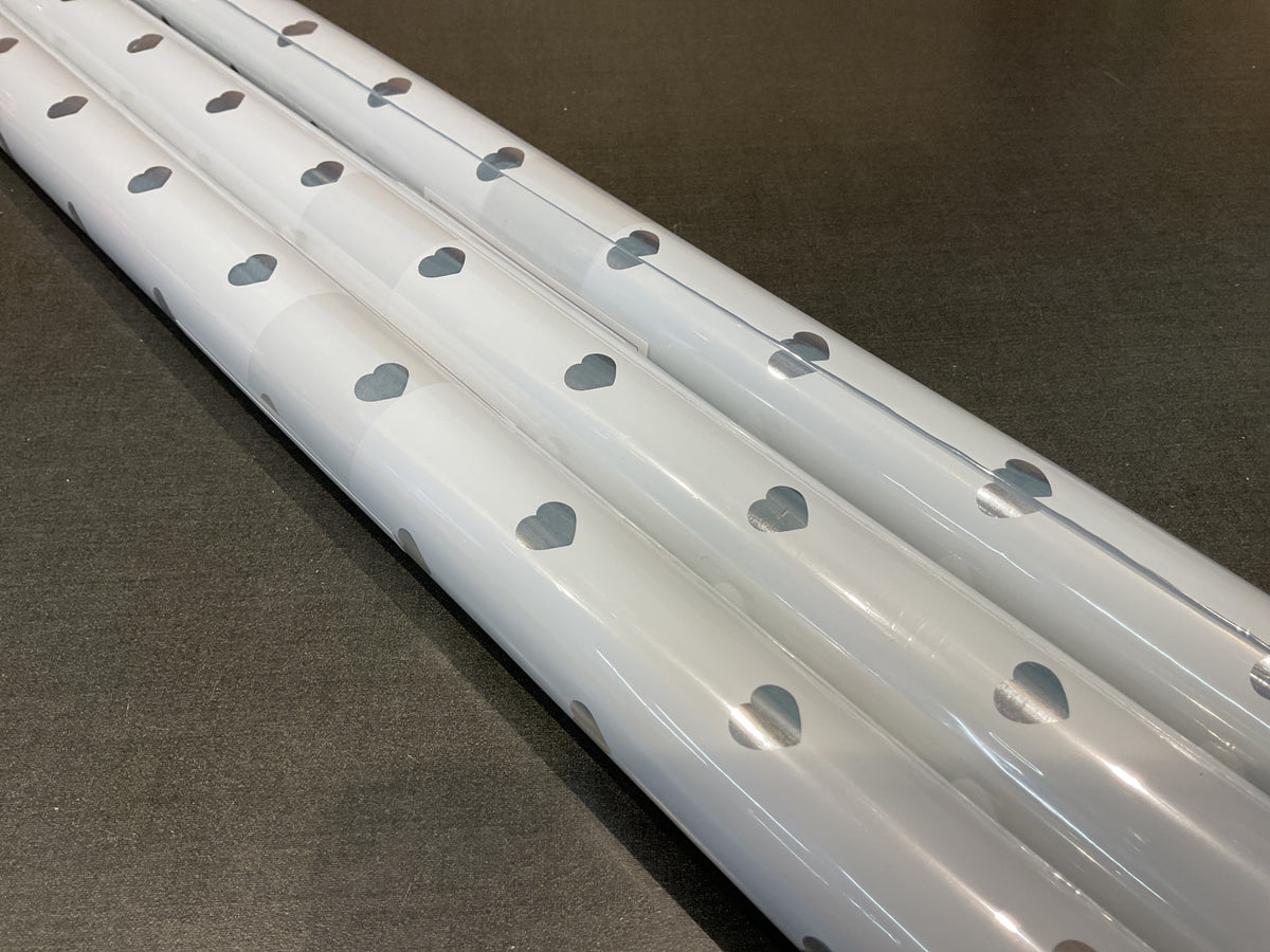 Silver Foil Heart Wrapping Paper
