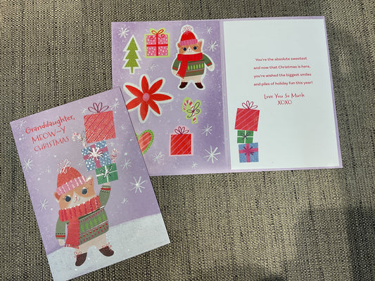 Granddaughter Christmas Card (Includes Stickers)