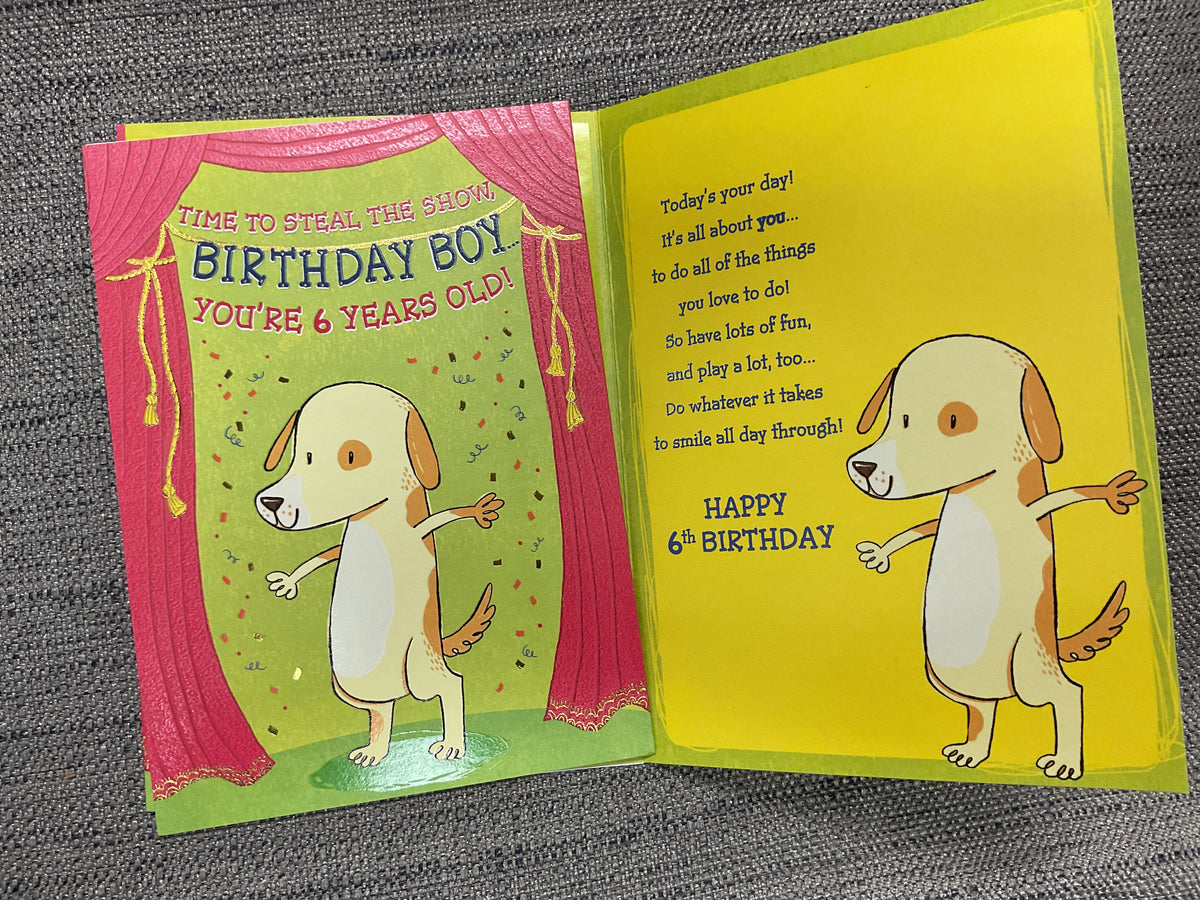 Age 6 Birthday Card *Stickers*