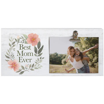 Best Mom Floral Wreath Picture Clip