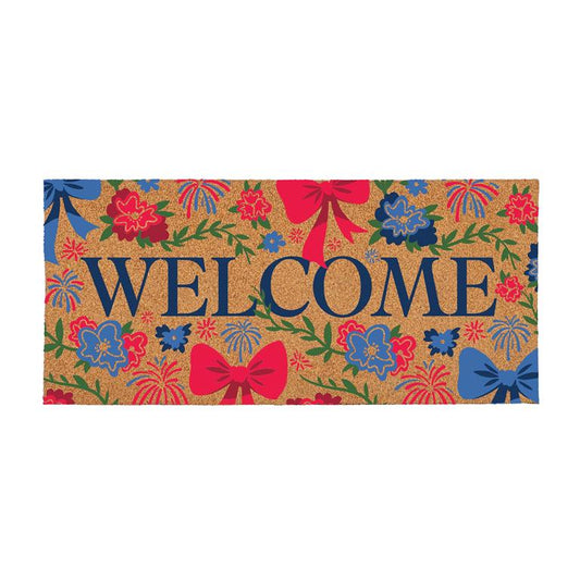 American Classic Red White & Bows Flocked Coir Sassafras Switch Mat