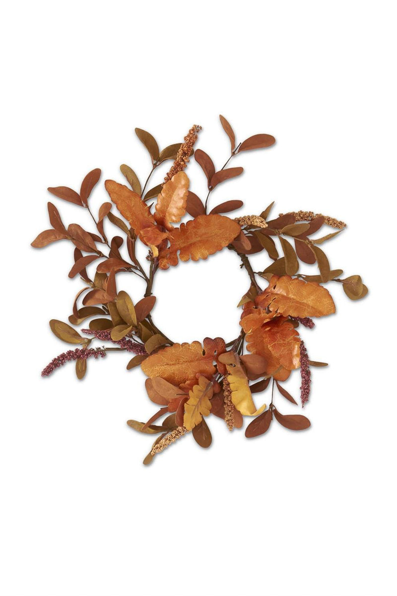 Rust & Brown Eva & Silk Leaves Candle Ring