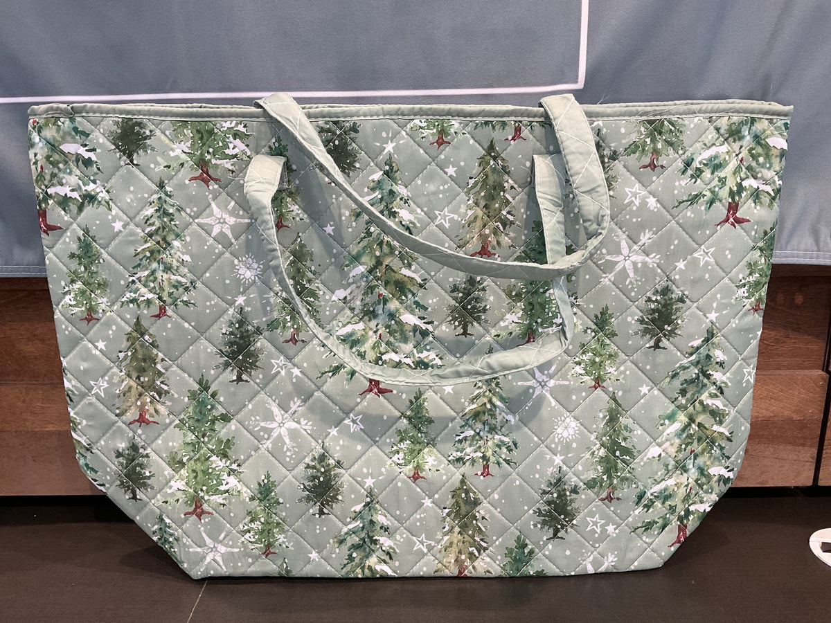 Snowy Trees Large Quilted Tote