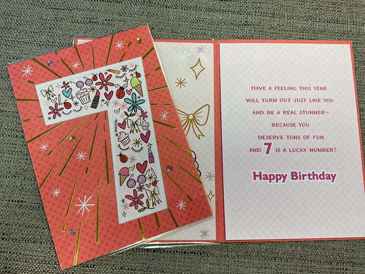 Age 7 Birthday Card with Stickers