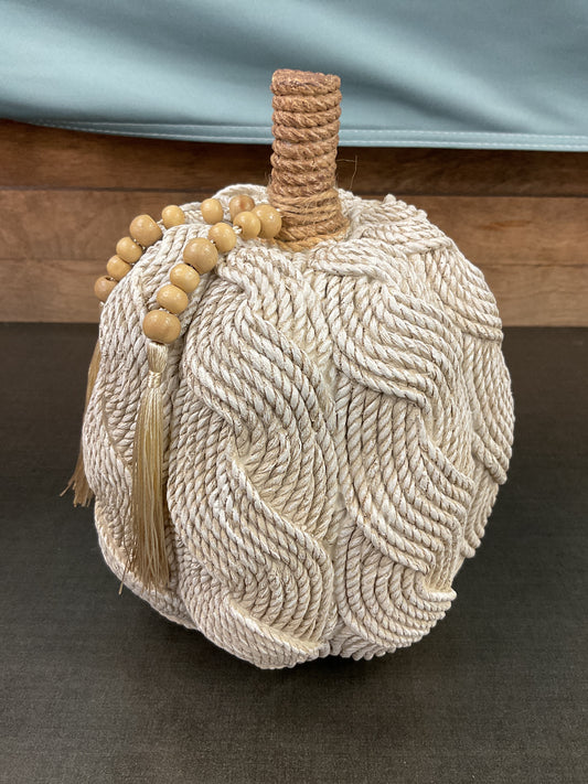 Woven Ceramic Pumpkin with Beaded Tassles