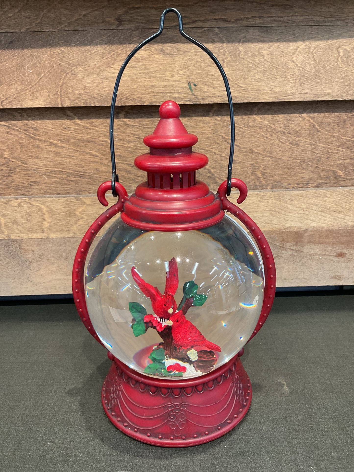 Lighted Cardinal Water Globe Lantern