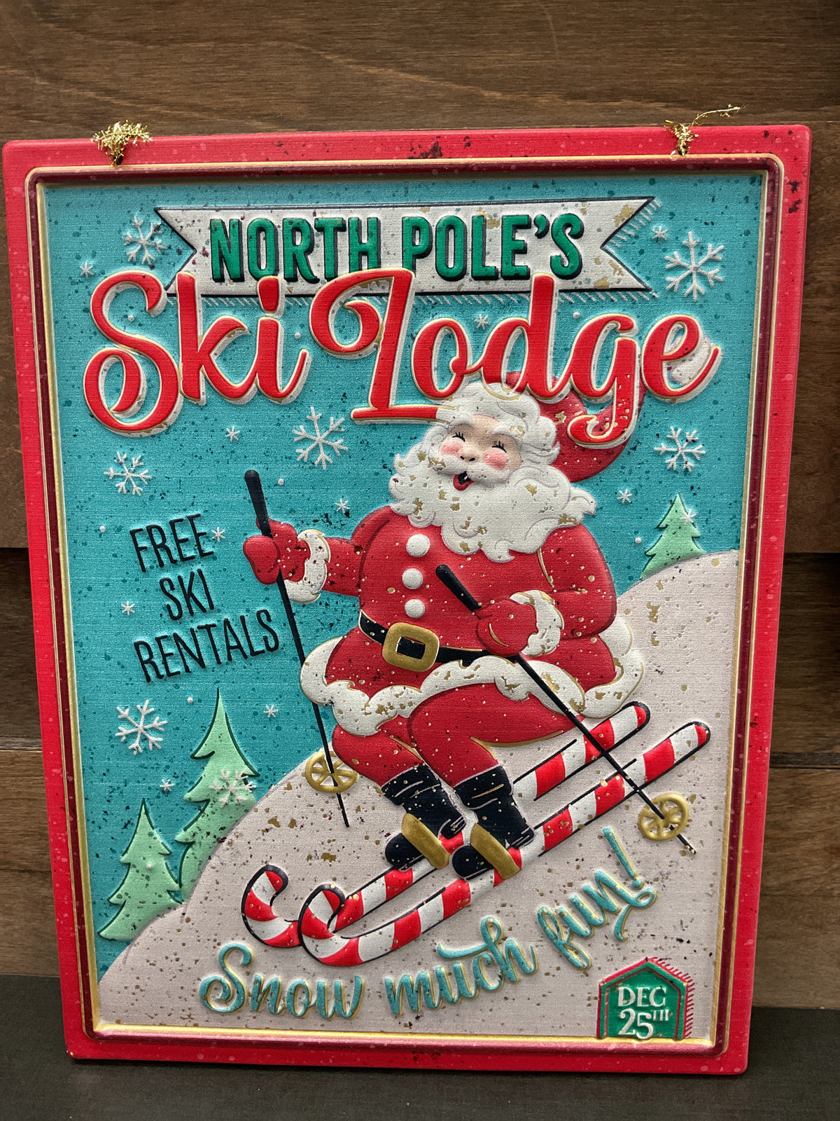 Metal Embossed Holiday Santa Wall Art - 2 Styles
