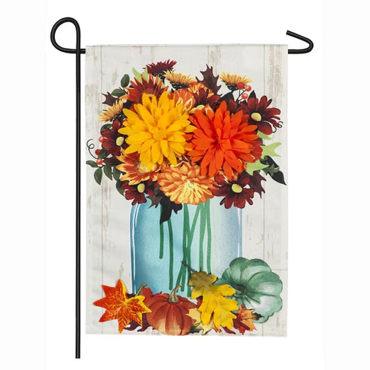 Fall Mums Floral Mason Jar Garden Flag