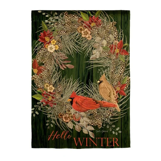 Hello Winter House Flag