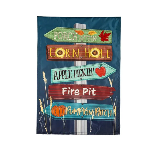 Fall Signs Garden Applique Flag