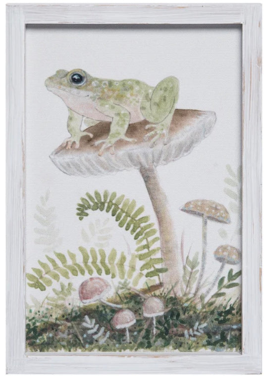 Framed Fabric Frog Art