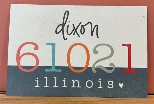 Colorful Zip Code  Wooden Post Card