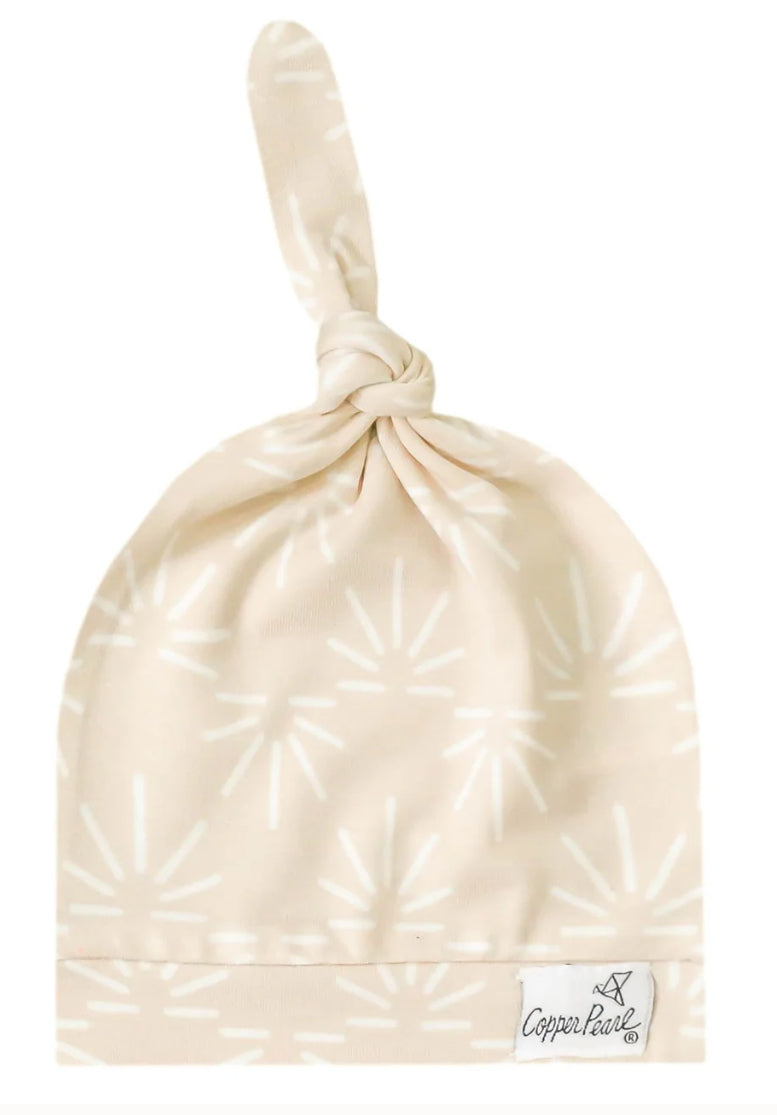 Copper Pearl Newborn Top Knot Hat
