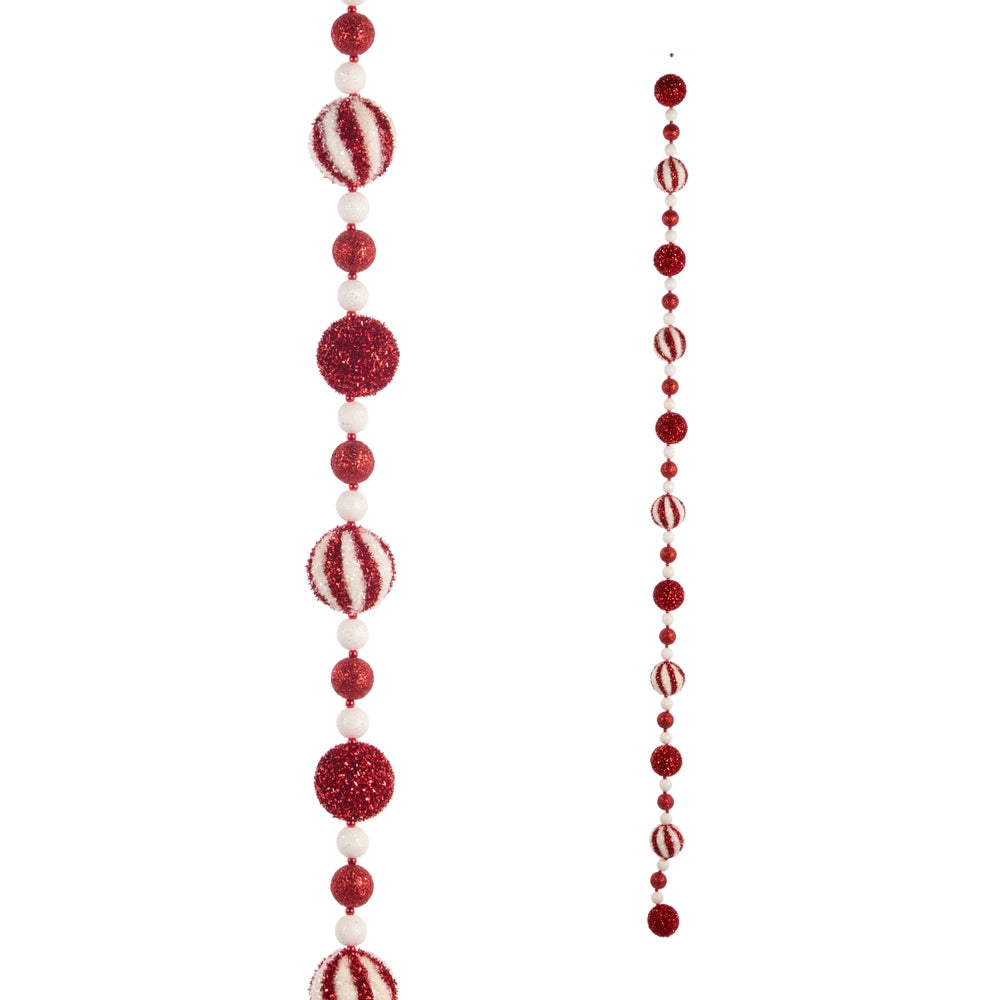 6' Red and White Peppermint Tinsel Garland