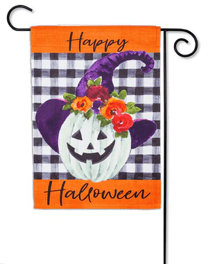 Pumpkin Witch Garden Suede Flag