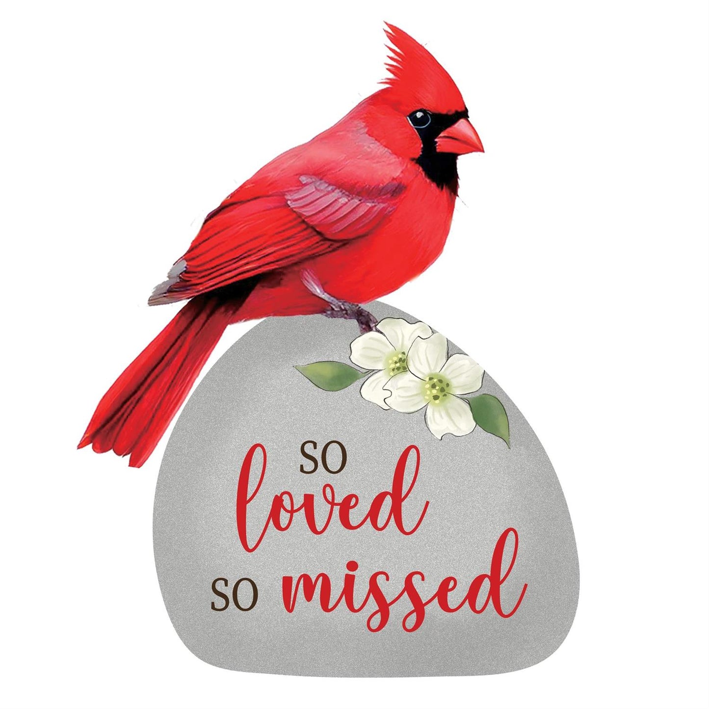 Memorial Garden Stone, Perched Cardinal with Sentiment