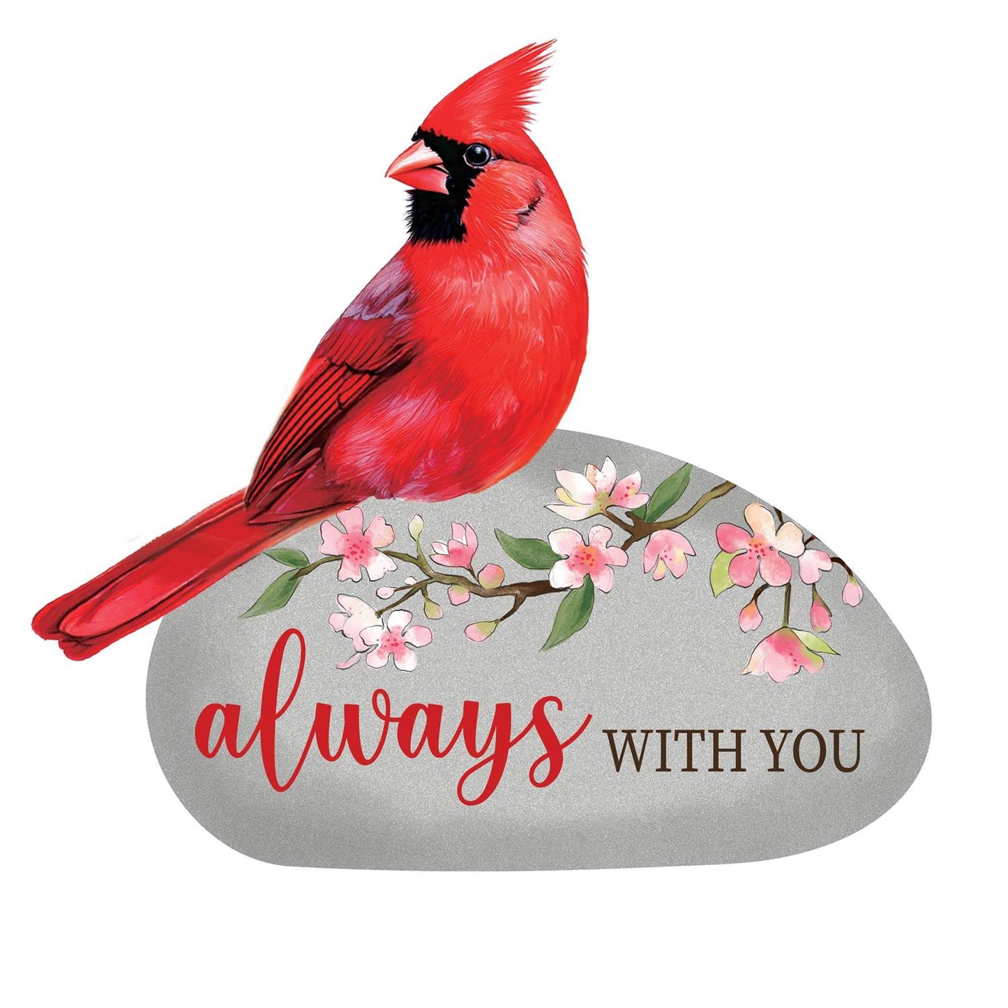 Memorial Garden Stone, Perched Cardinal with Sentiment