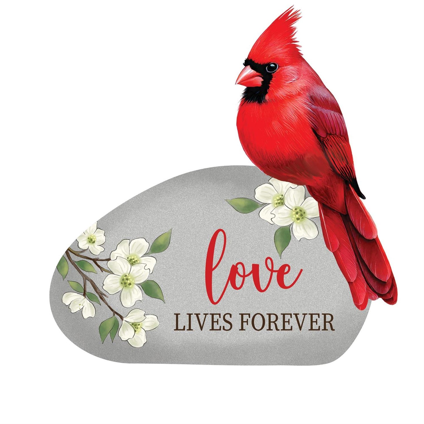 Memorial Garden Stone, Perched Cardinal with Sentiment