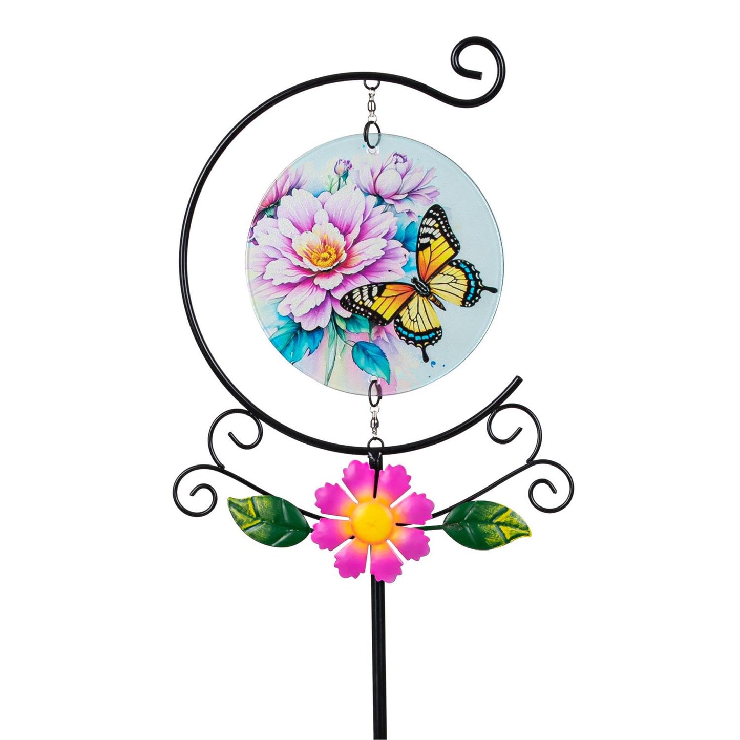 Pollinator Garden Metal and Glass Stake