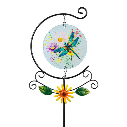 Pollinator Garden Metal and Glass Stake