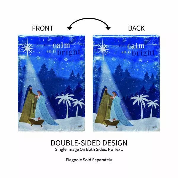 All is Calm Nativity Lustre Garden Flag