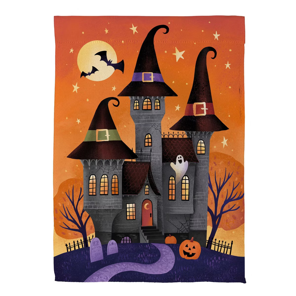 Haunted House Nighttime Suede Flag