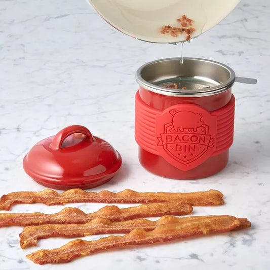 Metal Bacon Bin Grease Strainer & Collector