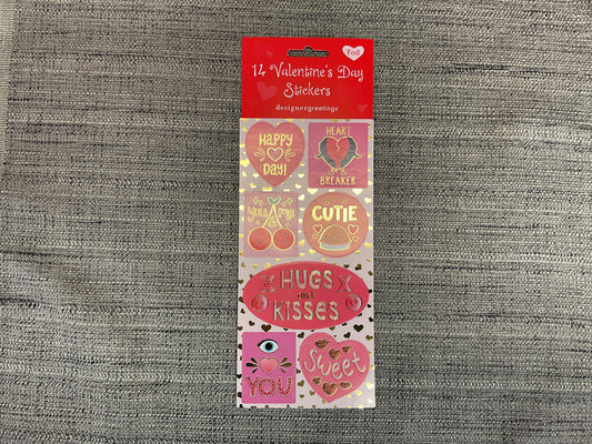 14 Foil Valentine’s Day Stickers