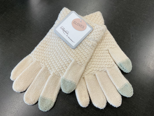 Ivory Knit Texting Gloves