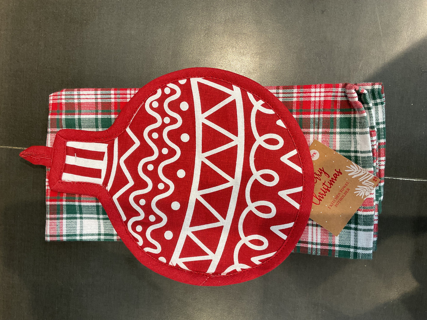 1 Shaped Potholder & 2 Kitchen Towel