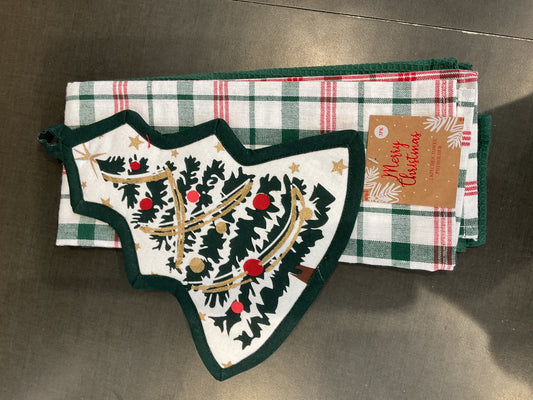 1 Shaped Potholder & 2 Kitchen Towel