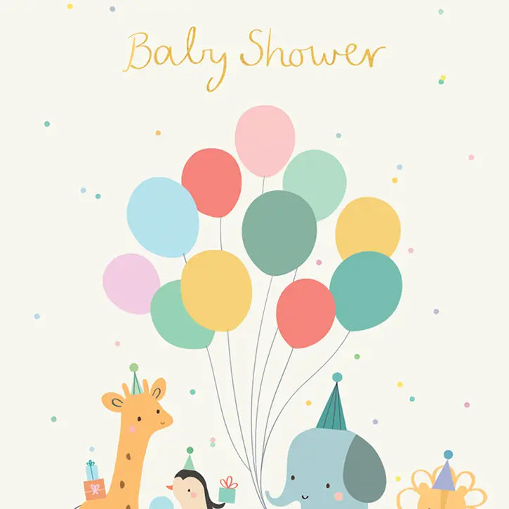 Animal Balloons Baby Shower Greeting Card