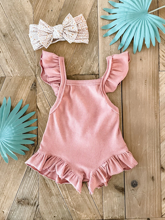 Mauve Ruffle Romper