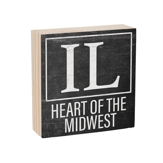 State Sign Wood Block Illinois