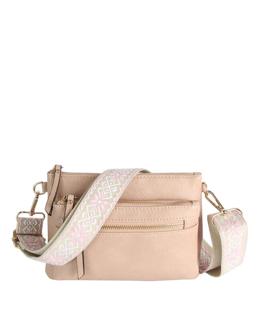 Melissa Multi Zip Pocket Crossbody With Guitar Strap