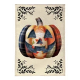 Quilted Patterned Pumpkin Burlap Flag