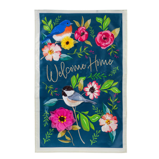 Welcome Home Songbirds Applique Garden Flag