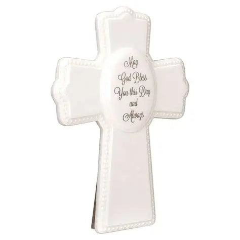 May God Bless You Ceramic Baby Cross