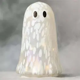 Lighted Glass Halloween Ghost w/ Timer